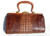  Brown Early 1900's Antique Edwardian HORNBACK Alligator Skin Handbag 