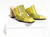  Early 2000's Lemon Apple Green Genuine CROCODILE Mauri Mules Heels Shoes - Box - 36.5 / 6.5 - MSRP $395! 