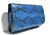  ELECTRIC BLUE 1970's-80's PYTHON Snake Skin Clutch Shoulder Bag 