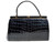 Jet BLACK RENDL 1950's-60's ALLIGATOR Belly Skin Handbag 