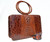  Deco 1970's Hornback Crocodile Skin Handbag w/Ring Handles with Matching Cuff Bracelet 