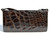  Unisex BOHO ESPRESSO Brown 1960's-70's Hornback Crocodile Skin Shoulder Bag 