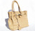  New! Hazelnut Tan Belted Ostrich Skin Handbag w/Lock & Keys 