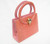  Early 2000's PINK Lizard Skin Handbag - Double ROUND Handles - Enamel RAM 
