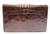  Super Unisex Rich Chocolate Brown 1960's Hornback ALLIGATOR Skin Clutch Folio Bag 