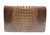  Super Unisex Rich Chocolate Brown 1960's Hornback ALLIGATOR Skin Clutch Folio Bag 