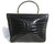  Unique  JET BLACK 1990's CROCODILE Handbag Shoulder Bag - Lock & Key! 