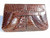 LARGE 14" 1950's-60's CHOCOLATE ALLIGATOR Skin CLUTCH S-246 