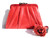  Gorgeous RED Judith Jack 1980's-90's KARUNG Snake Skin Clutch Shoulder Bag - Marcasite CAT - Matching Leather Flower Cuff! 