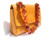 ORANGE Early 2000's LIZARD Skin Handbag -Heavy BEADED Handle front!   ORANGE Early 2000's LIZARD Skin Handbag -Heavy BEADED Handle front!