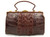 XL Early 1900's Chocolate Brown Edwardian Alligator Handbag w/Paws & Pull   XL Early 1900's Chocolate Brown Edwardian Alligator Handbag w/Paws & Pull