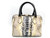  Early 2010's Gorgeous Cream, Black & GOLD Metallic PYTHON Snake Skin Speedy Bag Handbag 