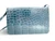Teal BLUE 1980's-90's Crocodile Skin CLUTCH Shoulder Bag - ALFRED ROTH