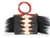 INGRID BRUHA Limited Edition Black, Red & Cream Embossed Python Snake Skin & Upcycled African Fur w/Beaded Strap & Double ROUND Handles