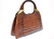  XL 1980's-90's COGNAC Brown CROCODILE Caiman Belly Skin Handbag Shoulder Bag 