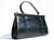  MASSIVE 1990's Black CROCODILE Skin SATCHEL Shoulder Handbag - LOCKS! 
