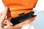  Stunning ORANGE 1990's-2000's Fratelli Rosetti Karung Snake Skin Crossbody Shoulder Bag 