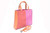  COLOR BLOCK Orange & Pink 1970's-80's PYTHON Snake Skin Tote Handbag Shoulder Bag - ANDREA PFISTER 