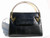  BLACK 1970's FINESSE Lizard Skin Handbag w/TRIPLE METAL Handles 