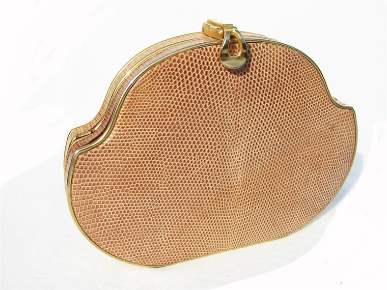  G. CORSINI 1970's-80's Hard-Sided LIZARD Skin CLUTCH - ITALY! 