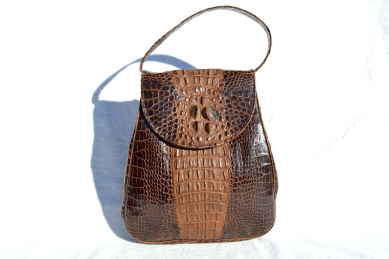 1920's-30's PETITE Hornback Alligator Skin Handbag