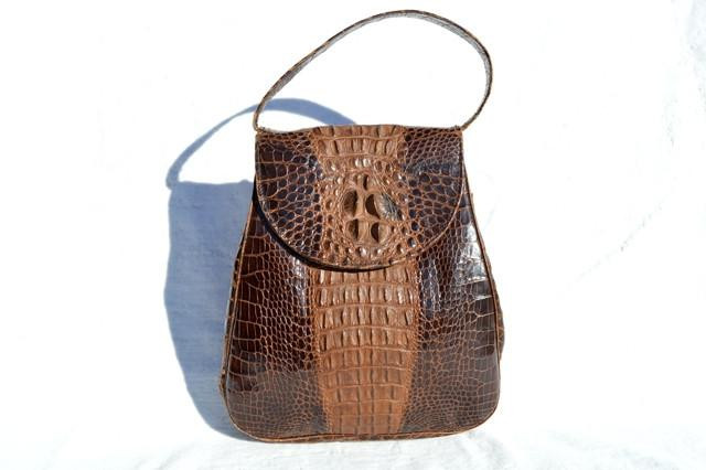  1920's-30's PETITE Hornback Alligator Skin Handbag 