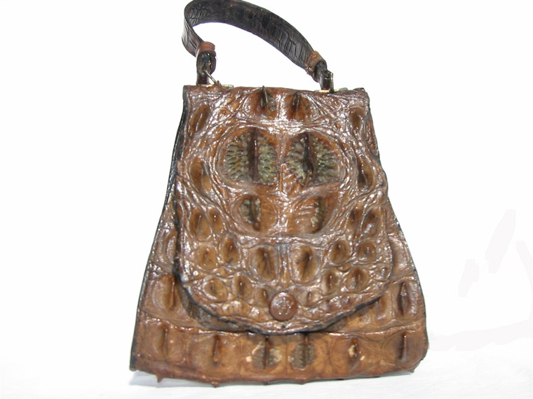 WILD & RUGGED 1940's Petite HORNBACK Alligator Skin Bag