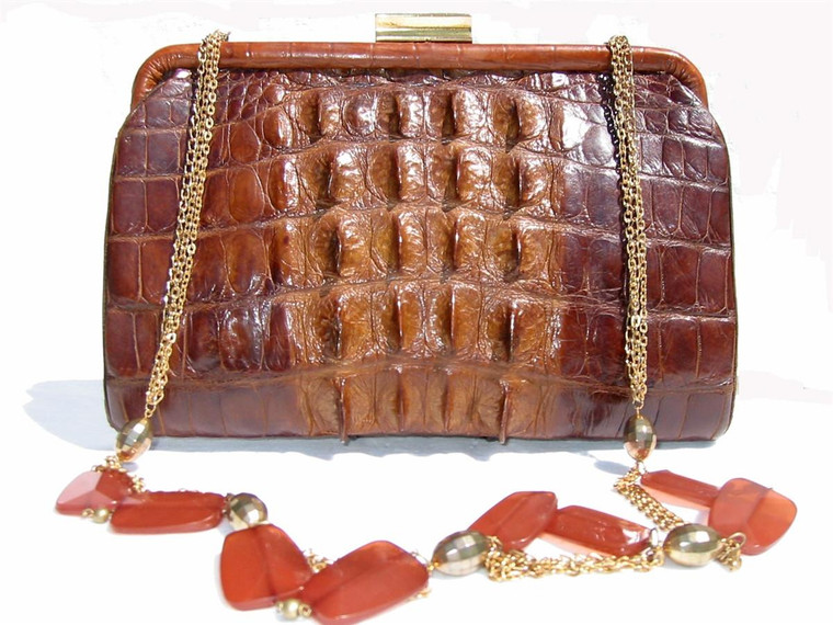  1930's-40's Edwardian Style Hornback Alligator Shoulder Bag 