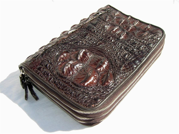  New! Custom HORNBACK CROCODILE Skin Zippered PORTFOLIO Case 
