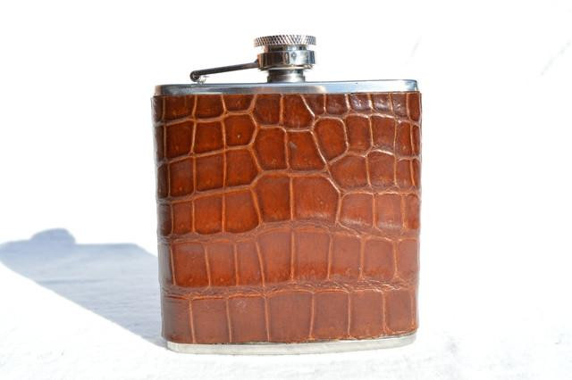  Custom Brown ALLIGATOR Belly Skin 6 Oz. Stainless Hip FLASK - NEW! 