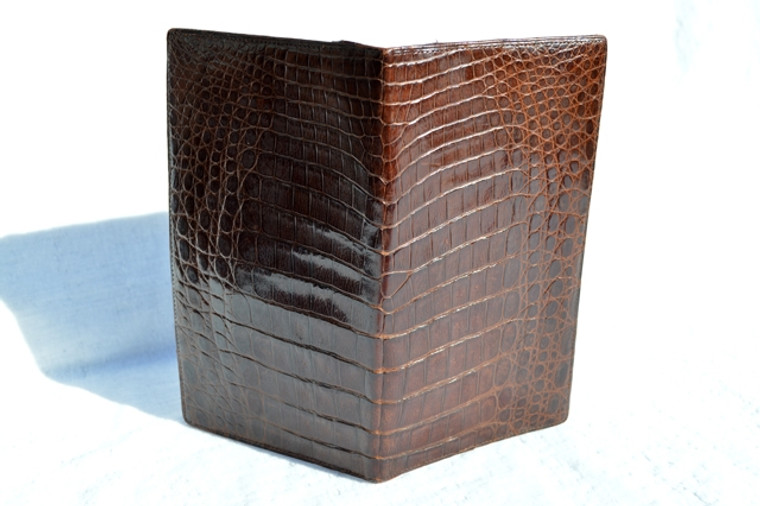 Unisex 1980's-90's Long Brown ALLIGATOR Belly Skin Jacket Purse Checkbook Wallet