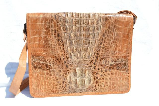  Small 1940's-50's HORNBACK CROCODILE Skin PORTFOLIO Case Shoulder Bag 