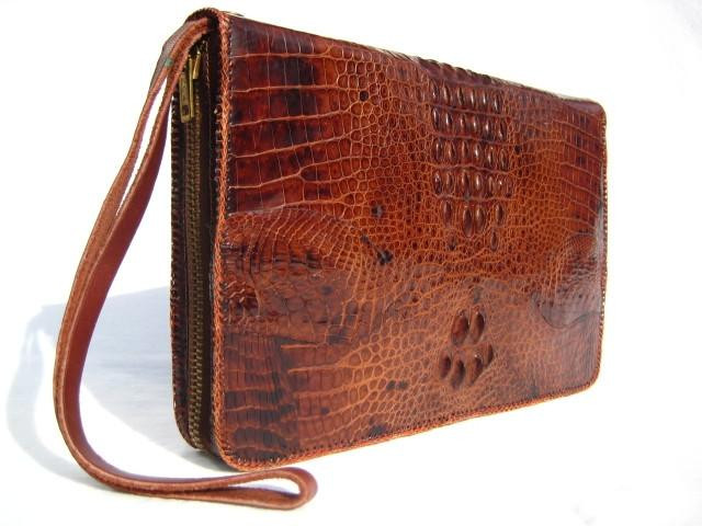 1950's-60's HORNBACK CROCODILE Skin Zippered European PORTFOLIO Case 