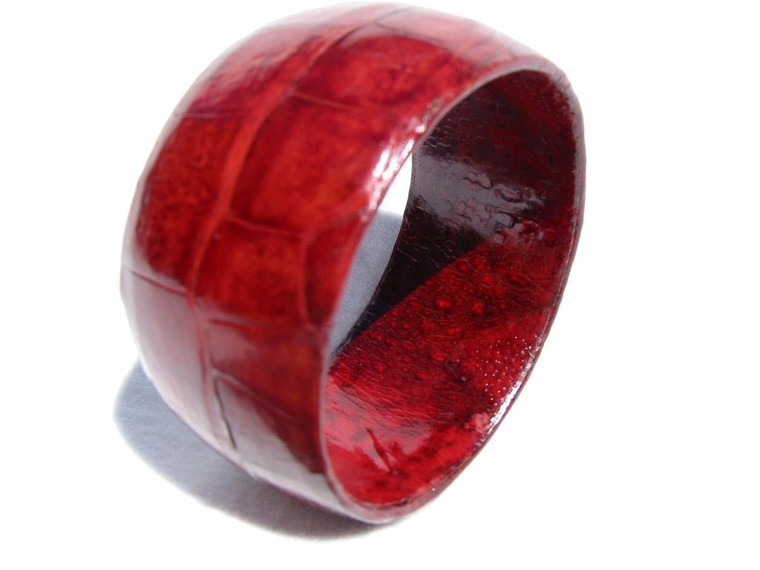  New! 2007 RED CROCODILE Skin CUFF Bracelet BANGLE! 