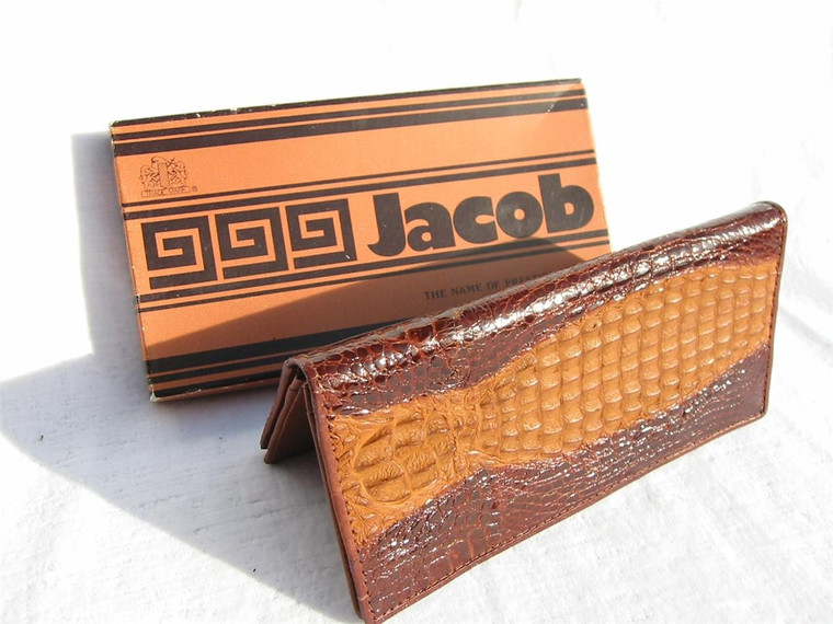  1940's-50's Double Hornback Crocodile Passport Document Wallet 