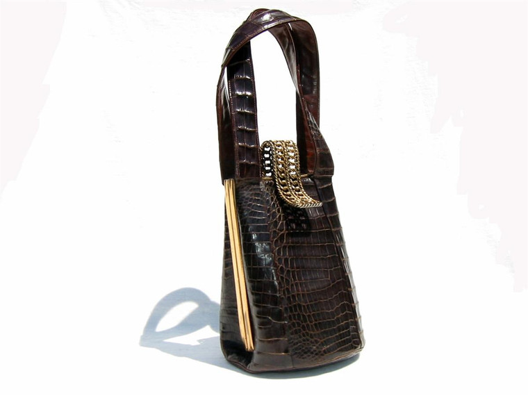  Unique DECO Style 1940's Alligator Skin Handbag - Great CLASP! 