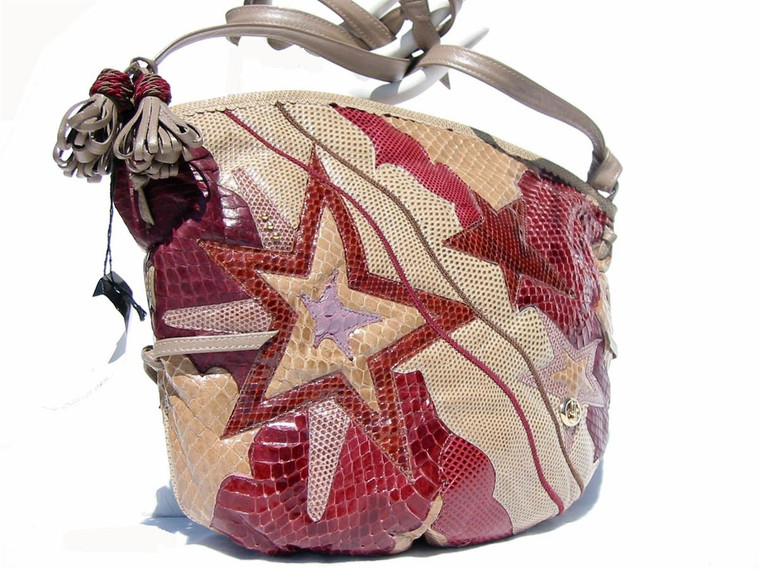  Funky CARLO FIORI 1980's KARUNG & COBRA Snake Skin Shoulder Bag S-S006 