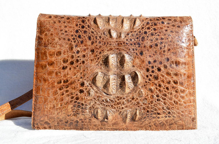  Bohemian 1960's-70's Hornback Crocodile Skin Shoulder Bag 