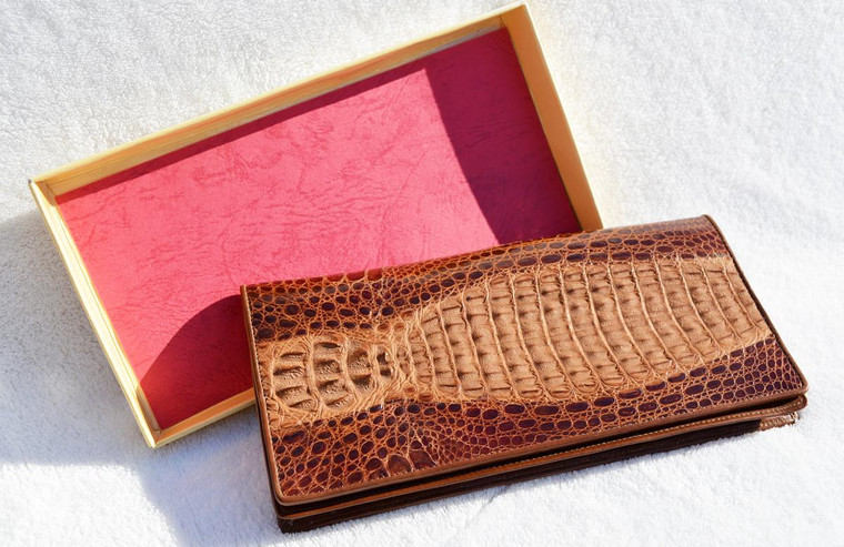  Unisex 1950's-60's Hornback Crocodile Skin Long Wallet 