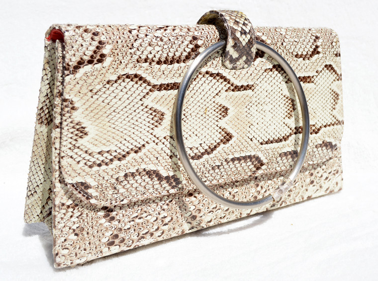 Versatile 1990's Palest Yellow Python Snake Skin Handbag Shoulder Bag or Clutch - SARIAN