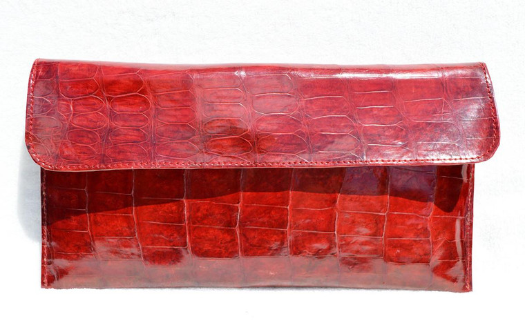 NEW 2010 RED Crocodile Skin Envelope Clutch Bag   NEW 2010 RED Crocodile Skin Envelope Clutch Bag