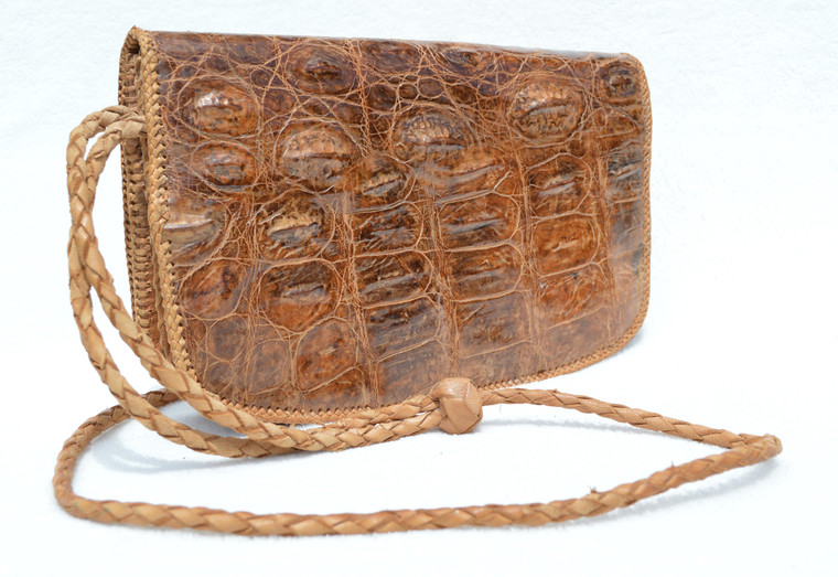 Lovely BOHO Style 1960's Hornback Crocodile Skin CROSS BODY Shoulder Bag