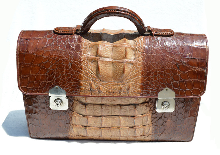 XL 1960's Men's Hornback ALLIGATOR BRIEFCASE Satchel Legal Size Bag