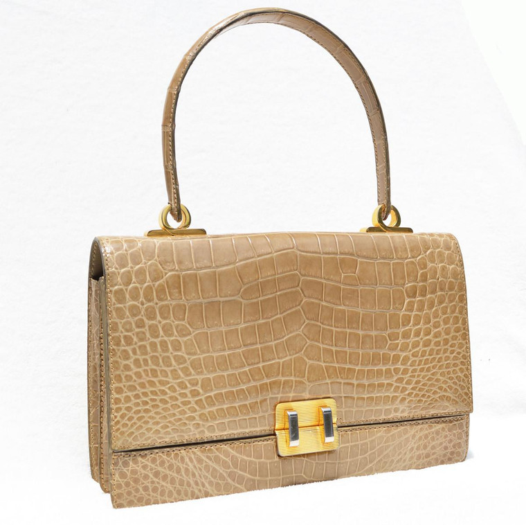  COBLENTZ 1960's Blonde TAN CROCODILE Porosus Belly Skin Handbag 