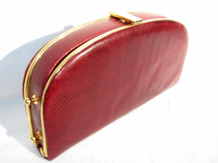 1970's WINE Susan Gail KARUNG Snake Skin CLUTCH Shoulder Bag 