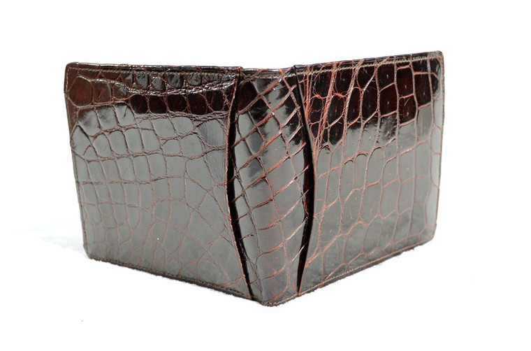  Men's 1960's Chocolate Brown Crocodile Belly Skin Wallet 