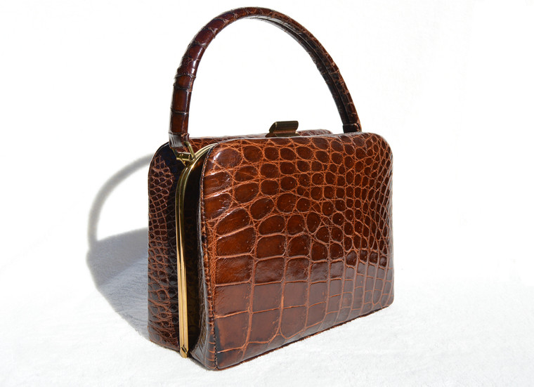 Classic 1950's-60's "Exact Match" REVITS ALLIGATOR Skin Handbag