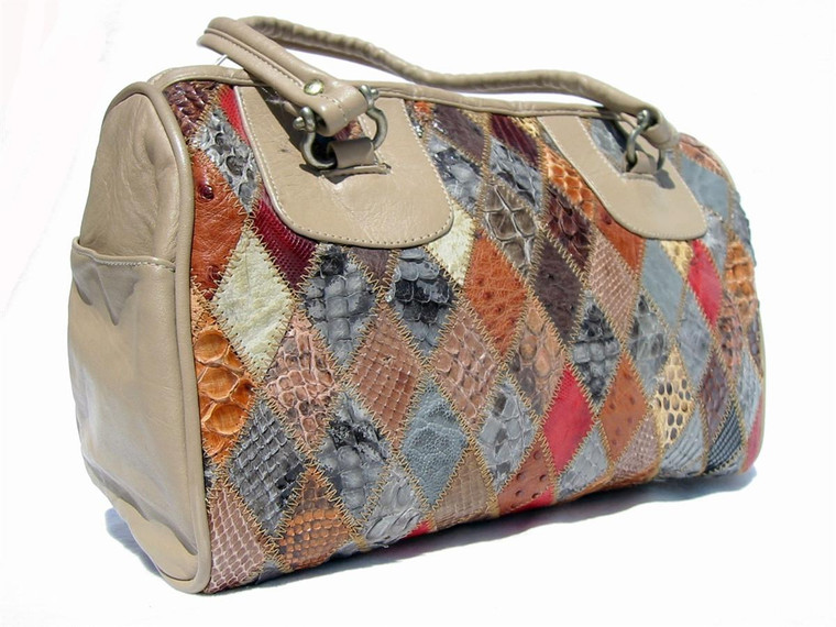  STUNNING 1970's-80's PATCHWORK PYTHON & Exotic Skin SPEEDY Bag 