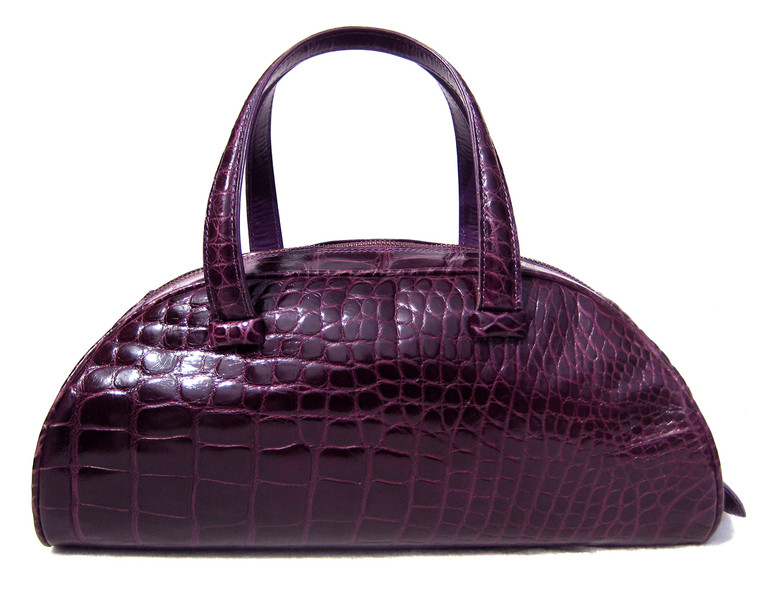 Eggplant Purple MAXIMA ALLIGATOR Belly Skin Handbag - Gorgeous!!