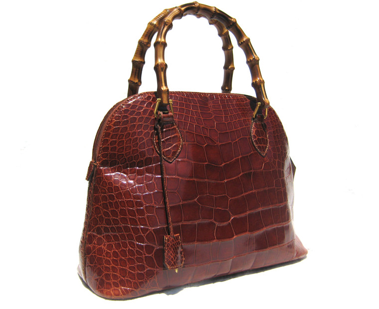 XL 15 x 10 Cognac GIORGIO'S Palm Beach ALLIGATOR Belly Skin Handbag Shoulder Bag